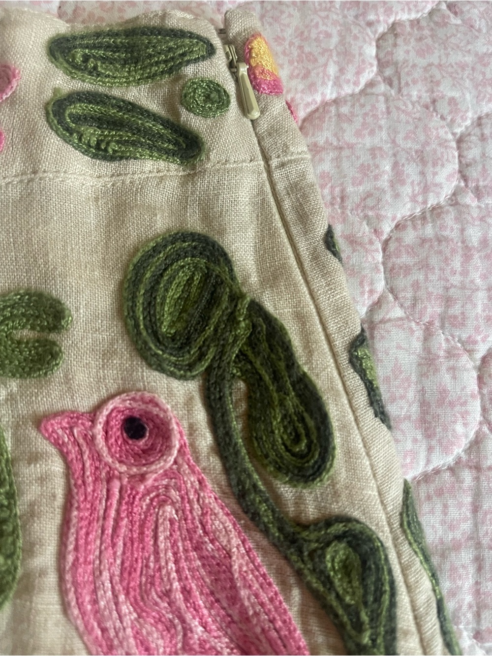 Calypso St. Barth Cream A-Line Skirt with Colorful Bird Embroidery - Picture 7 of 12